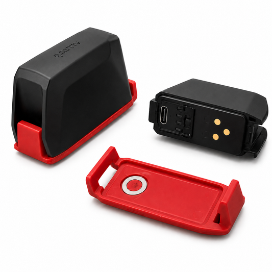 Removable AXS-style battery showing the shape and connector used for compatibility checks