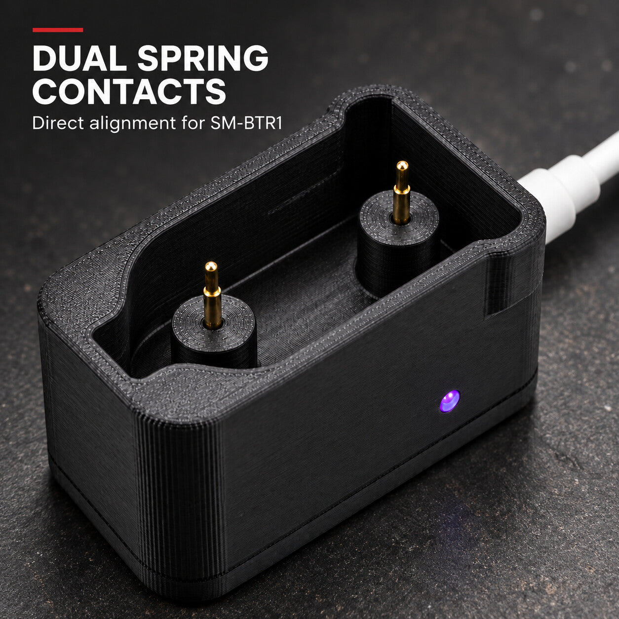 V4 | Dual spring contact detail inside SM-BTR1 charging dock