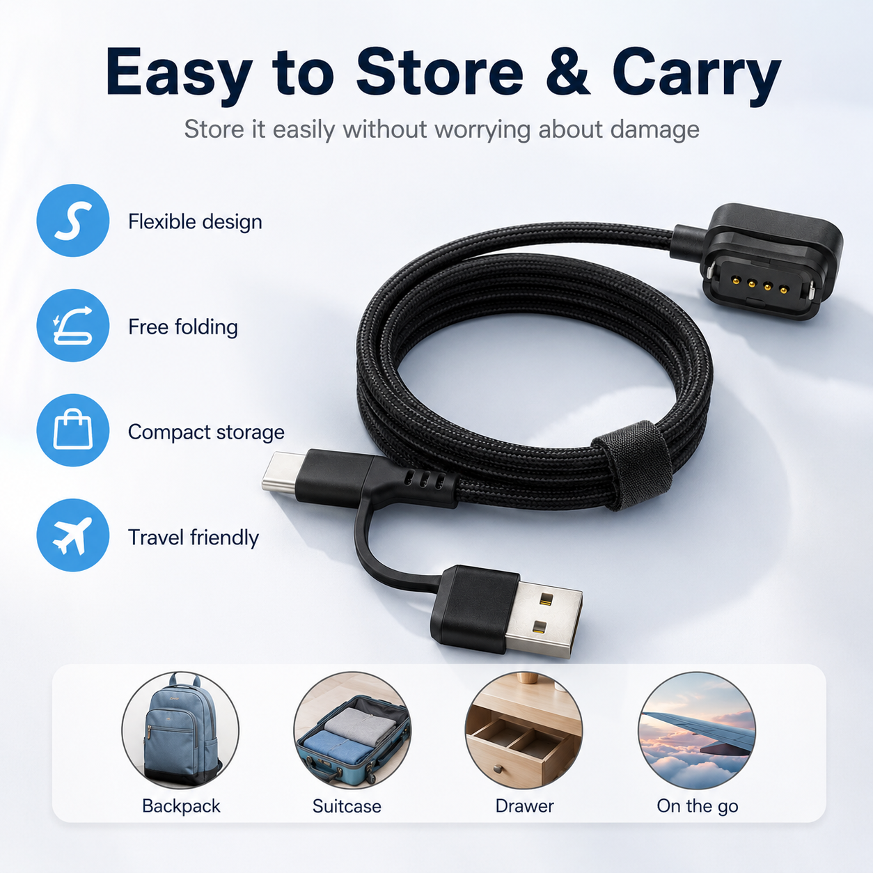 Shimano EW-EC300 Di2 Magnetic Charging Cable USB-A/USB-C