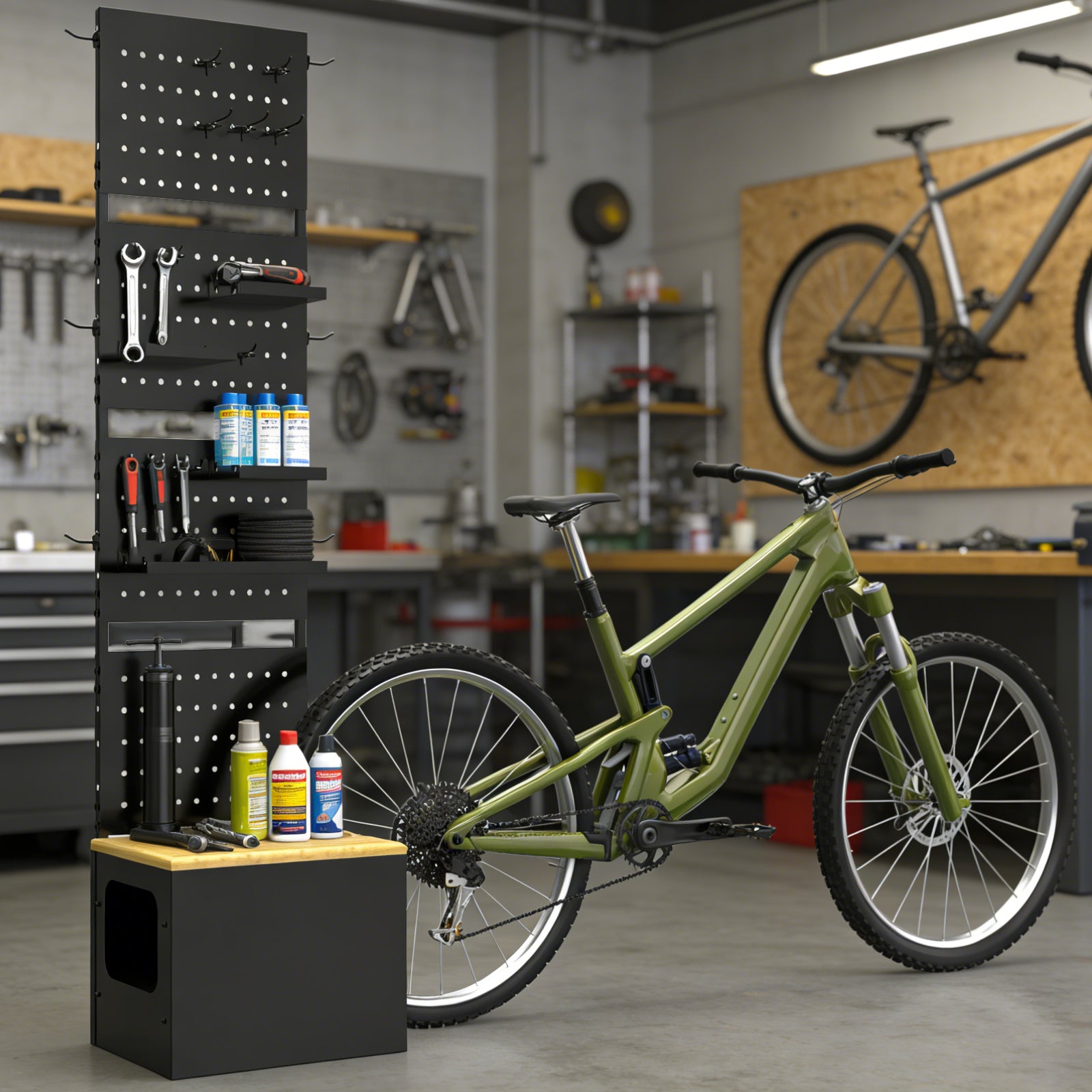 space-saving indoor bike stand for entryway with shoe bench