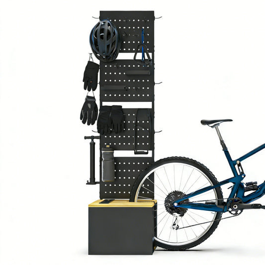 4-in-1 bicycle parking box with bike rack storage and shoe bench in black