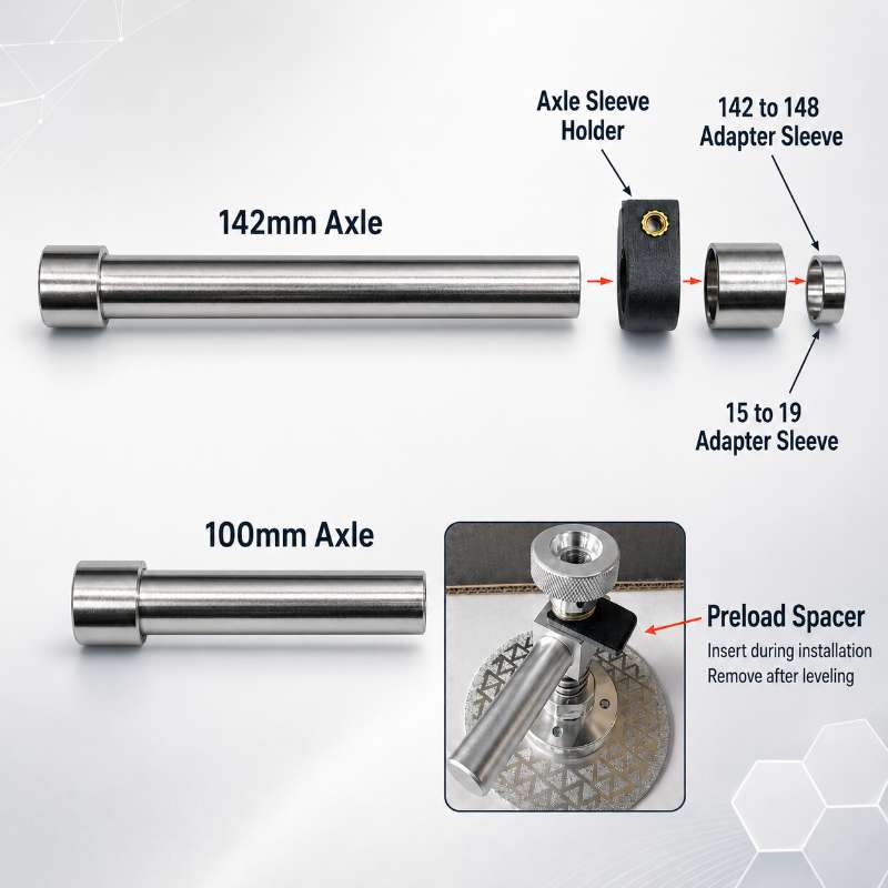 Bike Disc Brake Mount Facing Tool, Precision Brake Post Resurfacing Kit for Road/MTB, Fits 100/110/135/142/148mm Hubs