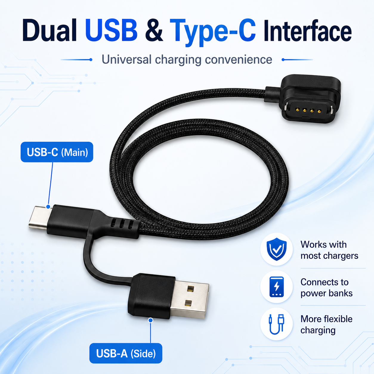 Shimano EW-EC300 Di2 Magnetic Charging Cable USB-A/USB-C